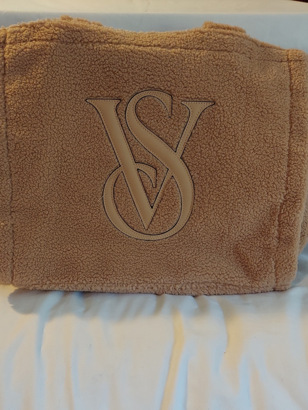 NWT Victoria's Secret Cozy Plush Sherpa Large Tote Bag Camel Tan